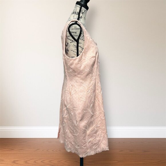 Antonio Melani Peach Embroidered Sheath Mini Dress Sleeveless Feminine Glam 12 - Picture 8 of 9